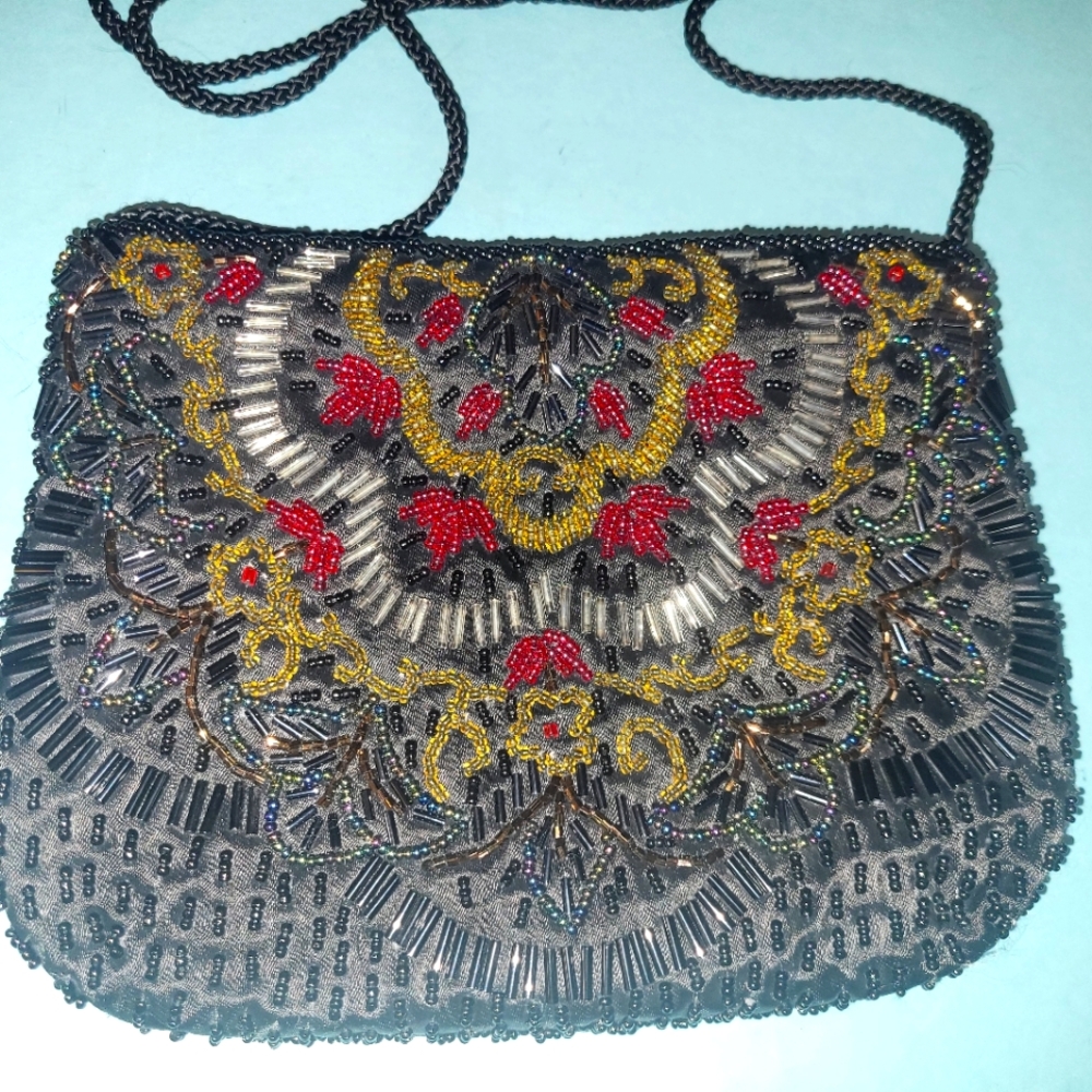 Vintage Mervyns Embellished Black Evening Bag